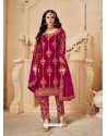 Rose Red Heavy Designer Party Wear Bluming Georgette Straight Salwar Suit