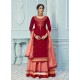 Red Stylish Designer Embroidered Lehenga Style Wedding Suit