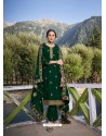 Dark Green Classy Heavy Designer Party Wear Straight Salwar Suit