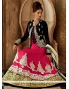 Hot Pink Silk Resham Anarkali Suits