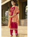 Red Latest Heavy Designer Party Wear Straight Salwar Suit