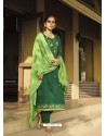 Dark Green Latest Heavy Designer Party Wear Straight Salwar Suit