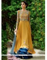 Arresting Georgette Yellow Embroidered Work Anarkali Suit