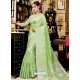 Green Stylist Party Wear Designer Linen Sari