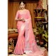 Peach Stylist Party Wear Designer Linen Sari