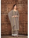 Grey Heavy Designer Party Wear Cotton Silk Palazzo Salwar Suit