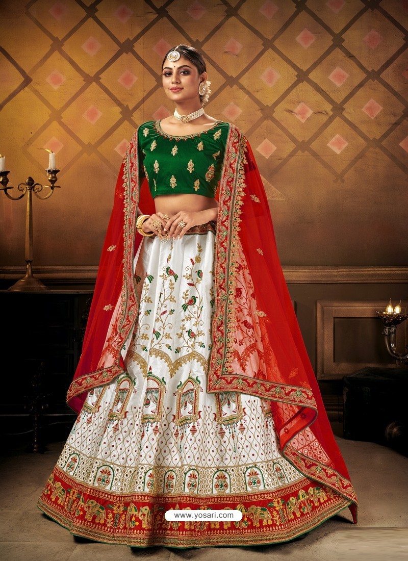 White Elegant Heavy Embroidered Designer Bridal Lehenga Choli