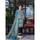 Blue Dazzling Designer Lakhnavi Embroidered Silk Salwar Suit
