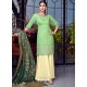 Green Dazzling Designer Lakhnavi Embroidered Silk Salwar Suit