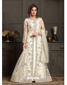 White Designer Embroidered Net Party Wear Wedding Suit