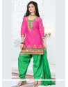 Gorgonize Hot Pink Cotton Designer Patila Salwar Suit