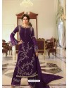 Purple Heavy Designer Party Wear Georgette Palazzo Salwar Suit
