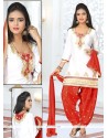 Elegant Zari Work Cotton Off White Designer Patiala Suit