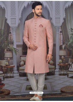 Pink Readymade Designer Indowestern Sherwani For Men