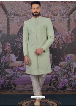 Grayish Green Readymade Designer Indowestern Sherwani For Men