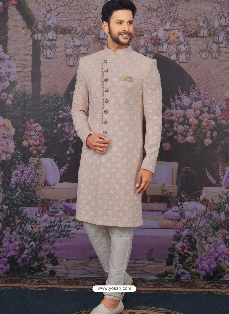 Dusty Pink Readymade Designer Indowestern Sherwani For Men