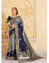 Grey Magnificent Designer Soft Silk Wedding Sari