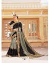 Black Magnificent Designer Soft Silk Wedding Sari