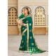Dark Green Magnificent Designer Soft Silk Wedding Sari