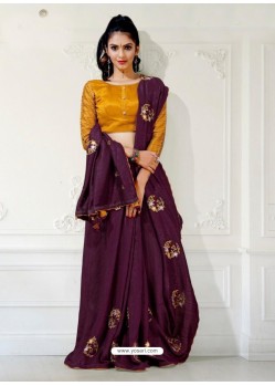 Purple Designer Party Wear Blue Cherri Sari