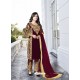 Maroon Party Wear Designer Velvet Straight Salwar Suit