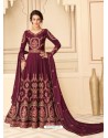 Deep Wine Stunning Heavy Designer Pure Silk Party Wear Anarkali Suit