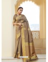 Beige Ravishing Designer Party Wear Silk Sari