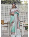 Aqua Mint Designer Party Wear Fancy Fabric Sari