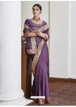 Purple Gorgeous Designer Party Wear Silk Sari