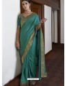 Turquoise Gorgeous Designer Party Wear Silk Sari
