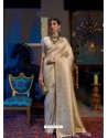 Cream Designer Party Wear Handloom Weaving Sari