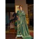 Teal Designer Party Wear Handloom Weaving Sari