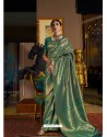 Teal Designer Party Wear Handloom Weaving Sari