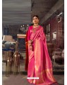 Fuchsia Designer Party Wear Handloom Weaving Sari