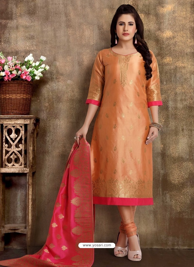 Orange Readymade Heavy Designer Party Wear Straight Salwar Suit