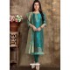 Teal Blue Readymade Heavy Designer Party Wear Straight Salwar Suit