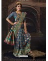 Blue Dazzling Designer Party Wear Banarasi Silk Sari