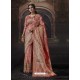 Light Red Dazzling Designer Party Wear Banarasi Silk Sari