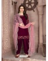 Medium Violet Designer Party Wear Velvet Punjabi Patiala Suit