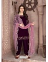 Purple Designer Party Wear Velvet Punjabi Patiala Suit