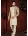 Cream Readymade Designer Indowestern Sherwani For Men