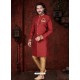Red Readymade Designer Indowestern Sherwani For Men