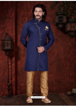 Dark Blue Readymade Designer Indowestern Sherwani For Men