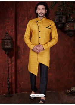 Yellow Readymade Designer Indowestern Sherwani For Men