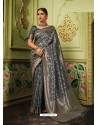 Grey Latest Designer Party Wear Banarasi Silk Sari