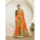 Orange Elegant Designer Party Wear Silk Sari