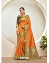 Orange Elegant Designer Party Wear Silk Sari