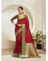 Maroon Elegant Designer Party Wear Silk Sari