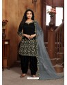 Black Heavy Designer Wedding Wear Art Silk Punjabi Patiala Suit