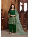 Dark Green Heavy Designer Wedding Wear Art Silk Punjabi Patiala Suit